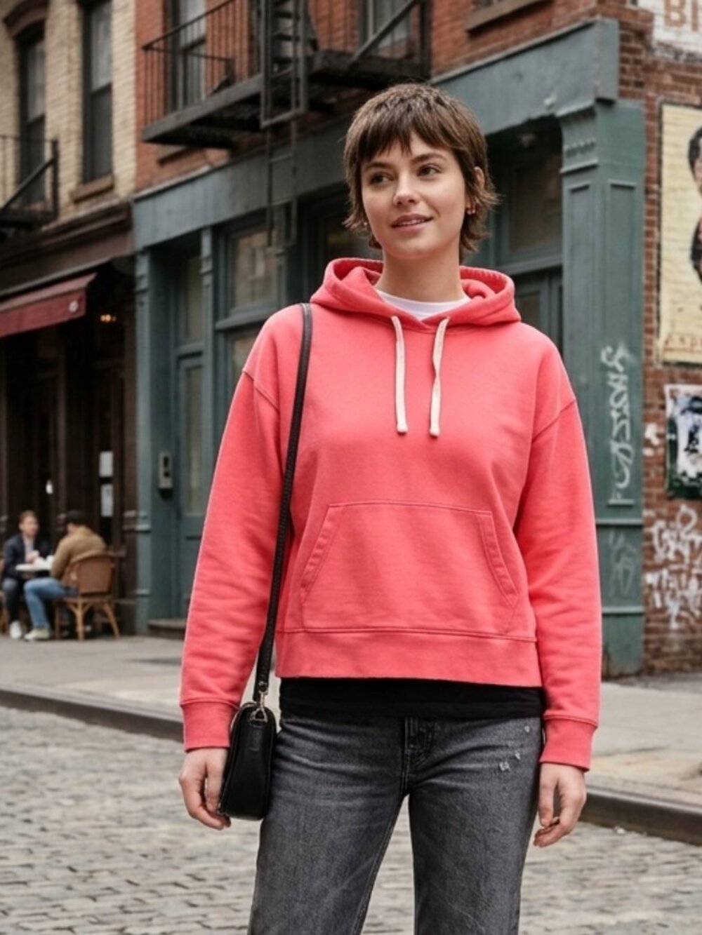 Everlane Coral Pink Organic Cotton French Terry Hoodie XL
